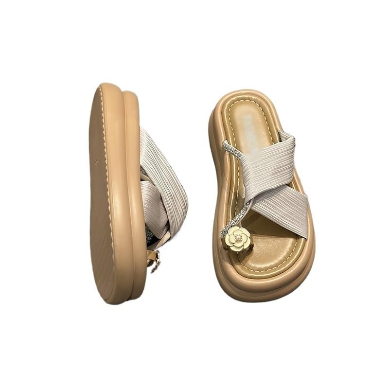 HBJWOV Thick Soled High Heel Sandals for Women S Casual Wear Versatile Rhinestone Toe Sandals3