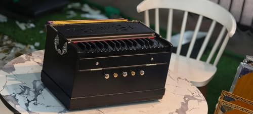 NamasteHimalayas Premium 2- Reed Mini Harmonium – Wooden Black Matte Finish with black keys Standing Body (Non-Folding) Model 2.5-Octave Professional Model Best for Meditation, Healing sound therapy