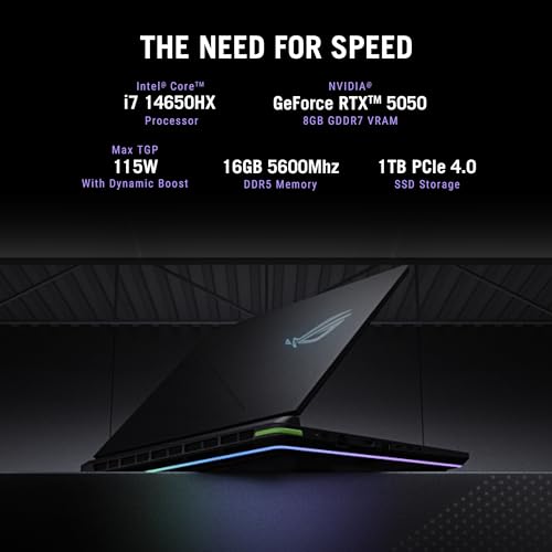 Image of ROG Strix G16, Intel Core i7 14650HX,Gaming Laptop(RTX 5050-8GB /115W TGP /16GB RAM /1TB SSD /2.5K QHD+ /16 inch /240Hz /90Whr /Windows 11 /M365 Basic (1Year)* /Office Home 2024 /Eclipse Gray /2.5 Kg)G615JHR-S5005WS