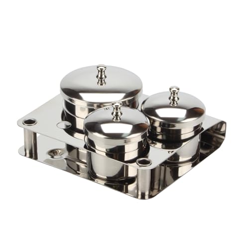 Lot de 3 bols en acier inoxydable pour nail art et récipients acryliques compacts