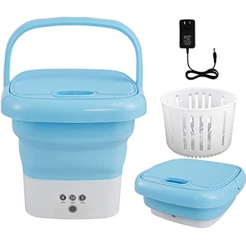 MLfire Mini Portable Washing Machine Foldable Small Laundry Machine with Drain Basket Lightweight Washer Touch Screen and Timer Reusable Washing Machine for Baby Clothes Underwear Socks Cover