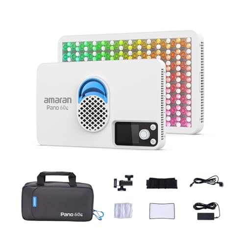 amaran Pano 60c Kit 60W RGBWW フルカラーLEDパネルライト 22,220lux高輝度 2,300K-10,000K調整可能 USB-C PD対応 軽量コンパクト設計 ワイヤレスアプリ制御 (ホワイト)
