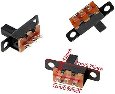 Mini SPDT Slide Switch DC 50V 0.5A 1P2T B03E | 20pcs Mini Slide Switch SPDT 3-Pin DC50V 0.5A, 23x7x16.5mm, 2-Position.