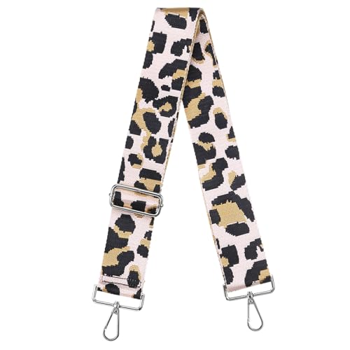 Image of uxcell Purse Strap Replacement, 31-51inch Adjustable Polyester Leopard 2inch Wide Crossbody Shoulder Strap for Handbag Guitar(Pink, Silver Buckle)