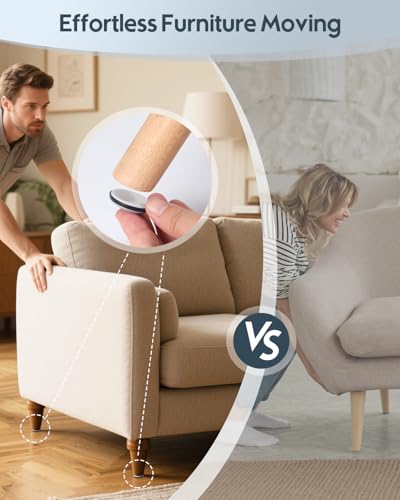 VABNEER Möbelgleiter, 16 Stück PTFE Teflon Runde Selbstklebende Möbelschieber, Möbel Bewegen Pads für Glatte Böden und Teppiche (Runde, 19mm)