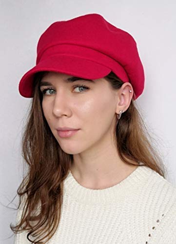 red newsboy hat