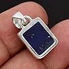 Solid 925 Sterling Silver Pendant for Men Women, Natural Cabochon Square Gemstone Unique Handcrafted Jewelry for Her Him (, amethyst) ('Sapphire) #1
