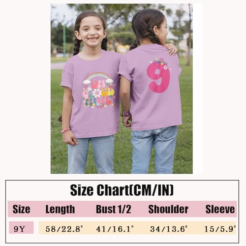 On Cloud Nine Birthday Girl Shirts Kids Girls Birthday Outfits Flower 9th T-Shirt Party Tees Tops 9 Years Old 7