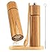 Natooz Salz und Pfeffermühle Set aus Holz - Nachfüllbar Gewürzmühle Set -Keramikmahlwerk Manuell - einstellbare Grobheit -Gewürzspender mit Holzlöffel, Servierbrett, Reinigungsbürste - Geschenkidee
