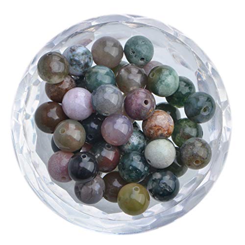 Image of 100Pcs Natural Crystal Beads Stone Gemstone Round Loose Energy Healing Beads with Free Crystal Stretch Cord for Jewelry Making (Indian Agate, 6MM)