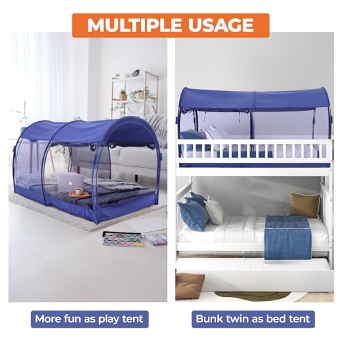 Image of Alvantor Mosquito Net Bed Canopy Bed Tents Dream Tents Privacy Space Full Size Sleeping Tents Indoor Pop Up Portable Frame Breathable Cottage Navy (Mattress Not Included)