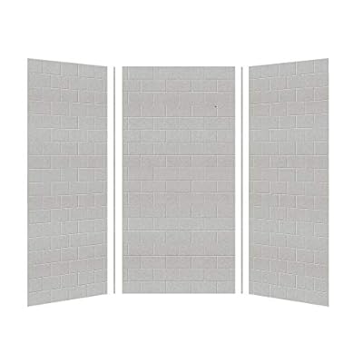 Transolid SWK363672-27 SaraMar 36-in X 72-in Glue 3-Piece Shower Wall Kit, Grey Beach