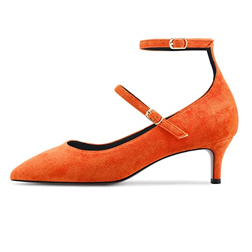 Castamere Women Low Kitten Heel Pointed Toe Ankle Strap Pumps Wedding Dress 2.0 Inches Heels4