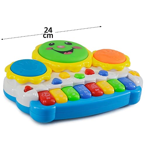Brinquedo Piano Pianinho Musical Baby Infantil Som Bichos Tambor Sol Com Luzes