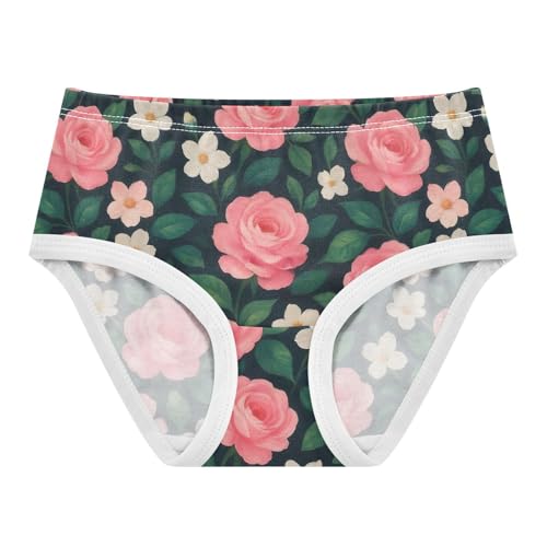 Joisal Toddler Underwear Floral 2t Cotton Panties Little Girl Pattern Briefs Undies Kids Cute Pink White Flowers Green