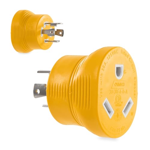Camco PowerGrip 30 Amp 4-Prong Generator Adapter - Featuring a 30-amp Locking Male Plug (NEMA...