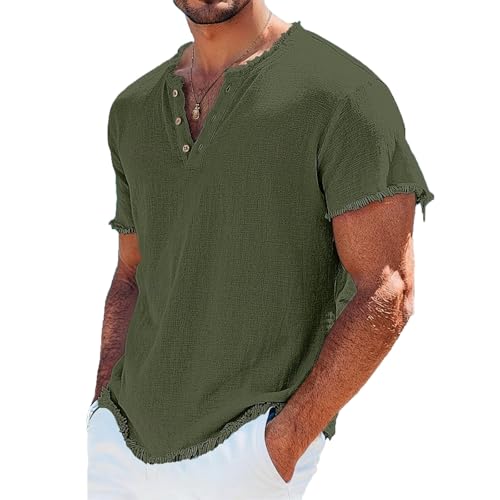 T-shirt décontracté hippie pour la plage en lin et coton homme