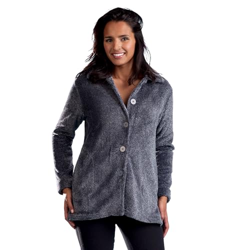 LA CERA Women's Fleece Shirt, Button Closure,100% Polyester, Front-Side Pocket, Plus Size, Long Sleeves, Machine Wash