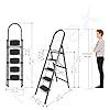 Plantex 5 Step Ladder - Foldable Steel -Wide Anti Skid Steps - 5 Year Manufacturer Warranty(Gray & White)
