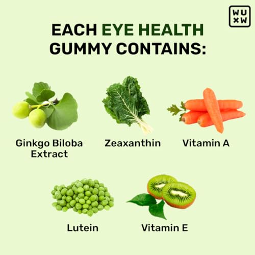 What's Up Wellness Eye Health Gummies To Maintain Eye Health | Zeaxanthin 4Mg Helps Shield Blue Light | Formulated With Vitamin A, Vitamin E, Lutein, And Ginkgo Biloba | Pack Of 2-60 Days Pack