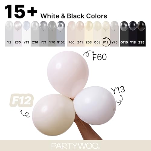 Image of PartyWoo White Sand Balloons 145pcs Different Sizes of 18 12 10 5 Inch Off White Beige Cream Ivory Boho Neutral Balloon Arch Kit Garland for Wedding Baby Shower Birthday Party Decorations White-F12