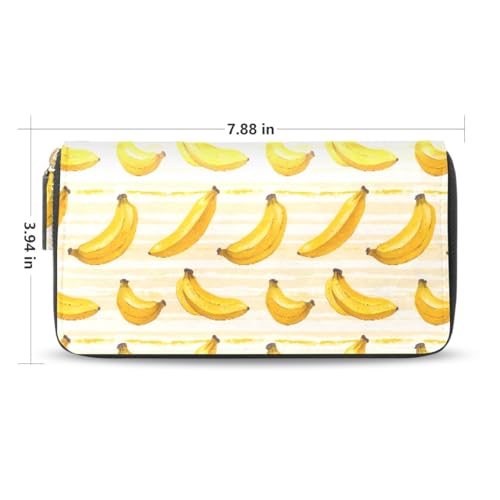Long Wallets Leather Bifold Wallet for Women Cute Yellow Banana with Zipper Credit Card Holder Large Capacity2