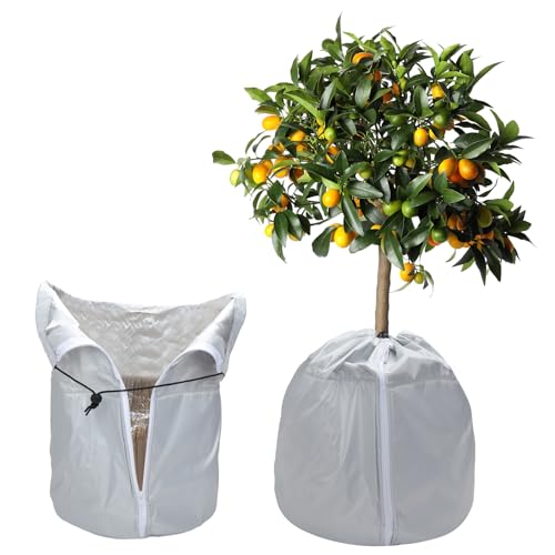 housse hivernage plante exterieur, 40 x 50 cm housses de protection pour plantes, grises, pour plantes en pot, protection hivernale, avec cordon de serrage et fermeture éclair