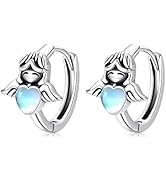 Engel Ohrringe 925 Sterling Silber Engel Creolen Mit Herz Moonstone Feenhafte Ohrringe Engel Gesc...