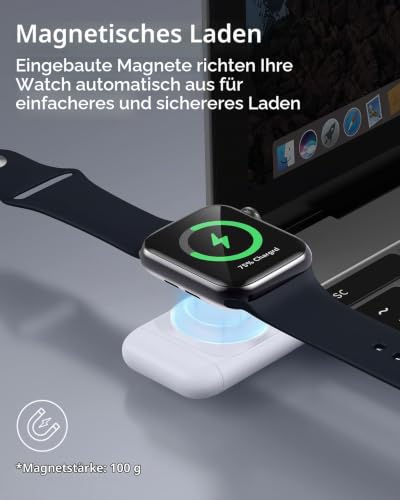 ESR Tragbares Ladegerät, Zertifiziert, klein & tragbar, Abdeckung, schnelle magnetische USB-C-Aufladung für Apple Watch Ultra… – Ansicht 6