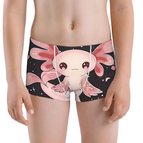 Boys' Cotton Boxer Brief Soft Underwear-Cute Axolotl Sakura Blossoms