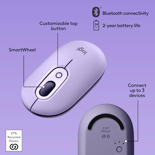 Image of Logitech POP Mouse, Compact and Portable Wireless Bluetooth Mouse - Cosmos, (Pack of 10)