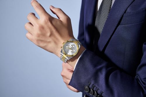 Image of Giordano Chronograph Watch for Men with Round Sunray Dial, Quartz Movement, Three Sub-Dials, Date Display, Roman Numeral Marker, Stainless Steel Strap - GZ-50217