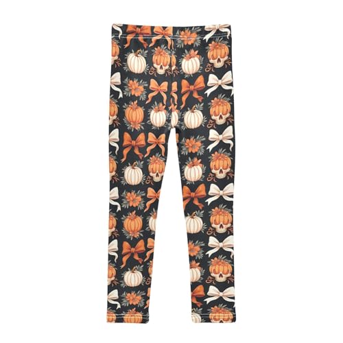 Girls' Athletic Leggings Ankle Length Yoga Dance Pants Kids Teen 4T Floral Bow Pumpkin Skull2