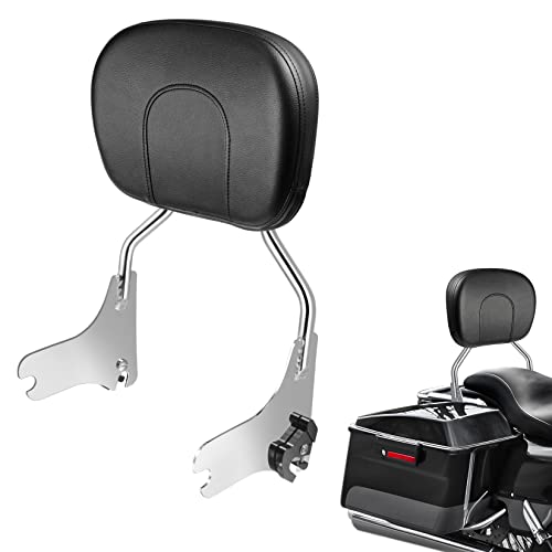 PBYMT Abnehmbare Sissy Bar Beifahrer-Rückenlehne Heckpolster kompatibel für Harley Davidson Touring Street Glide Road Glide Electra Glide Road King 1997–2008