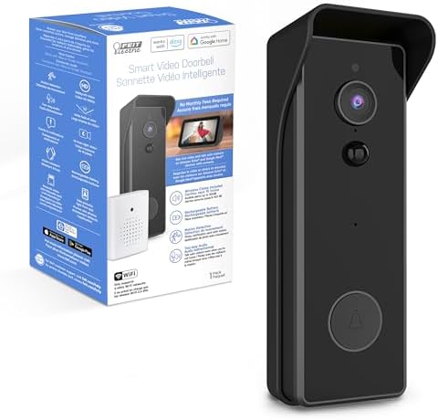 Feit Electric Doorbell Camera, Wireless Video Doorbell, 2.4 GHz WiFi, No Hub, Two-Way Audio, Motion Detection, Night Vision, 1080p HD, Micro SD Card Storage, Hardwired or Battery, CAM/Door/WiFi/BATG2