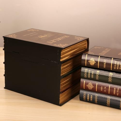Miniatura 5 de Decoraciones De Libros Antiguos, Caja De Almacenamiento De Baratijas En Forma De Libro Vintage, Caja De Almacenamiento De Joyería De Libro De Simulación Accesorios De Escritorio 20 X 15.7 X 14cm