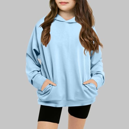 Hoodies For Teen Girls Long Sleeve Oversized Tops Fall Pullover Sweatshirt 5-14 Years Kids Solid Color Clothes2