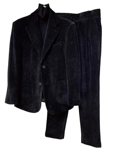 Men's Corduroy Suit Notch Lapel Tuxedos Jacket Pants Casual Dinner Two Buttons Formal Wear Outfit