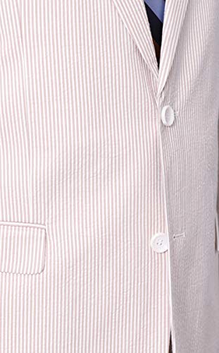 Emigre 38R Men's 100% Cotton Tan Striped Seersucker Suit #TOP1