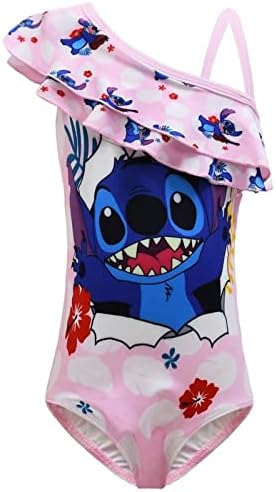 Ankuoqv Girls Fashion Swimsuit Cute Cartoon Bathing Suits One Piece Graphics Swimwear for 3-10 Years Kids, 9-10Years