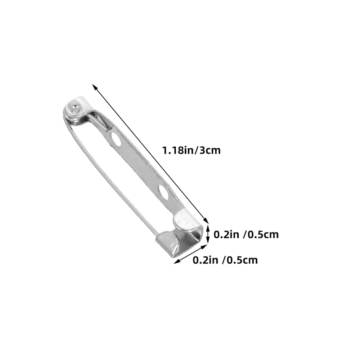 DOITOOL Locking Safety Pins Flat Backs 60pcs Silverplated Metal Brooch Pins Backs for Jewelry Making DIY Accessories