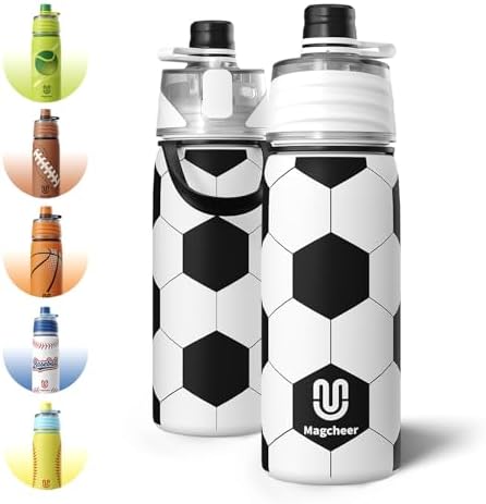 Soccer Water Bottle - 20oz Insulated Misting Water Bottles Stainl...