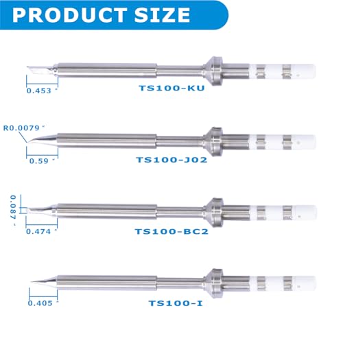 Image of 4PCS TS100 Soldering Tips Kit, Compatible with TS100|TS101| /PinecilV2|pine64 Soldering Iron-Includes TS-I,TS-BC2,TS-KU,TS-J02, Fast Heating