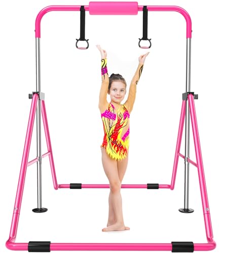 Safly Fun Gymnastics Bar for Kids 3-9, Foldable & Adjustable 35