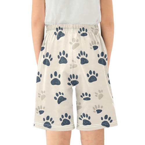 ALAZA Cute Dog Paw Print Pajama Shorts Elastic Waist Casual Sleep Shorts with Pockets Size 6-142