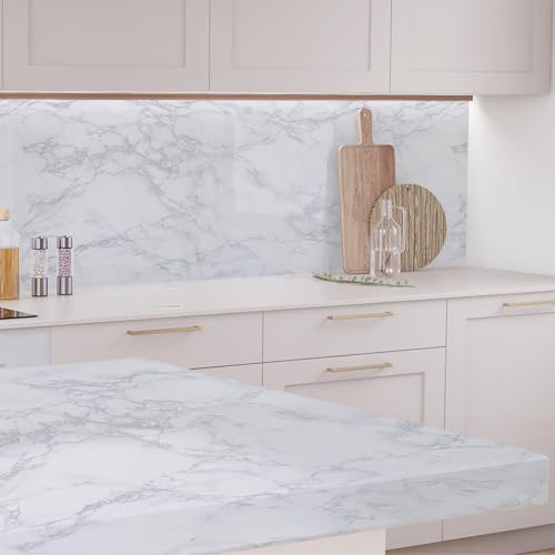 practicalWs Peel and Stick Marble Wallpaper 15.7'' x 472.4'' Marble Contact Paper for Cabinets and Drawers, White Gray Granite Self Adhesive Removable Kitchen Backsplash Vinyl Wall Paper