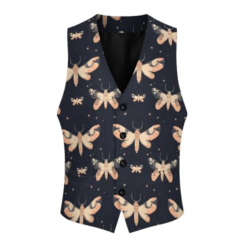 Moth Pattern Trendy Vest Suit for Men V Neck Formal Dress Waistcoat Vests Business Slim Fit3