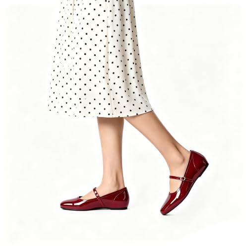 Image of Cusolemore Mary Jane Flat Shoes with Arch Support and Hidden Wedge Heel, Women Ballet Flats, Mary Jane Flats, Comfortable Dress Shoes
