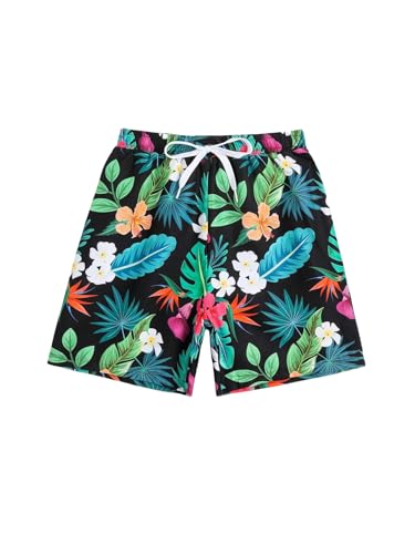 Floerns Boy's Swim Trunks Quick Dry Bathing Suit Swim Shorts Tropical Vacation Beach Shorts