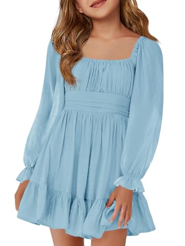 Robe trapèze pour filles avec dos nu à nouer et volants élégants Haloumoning